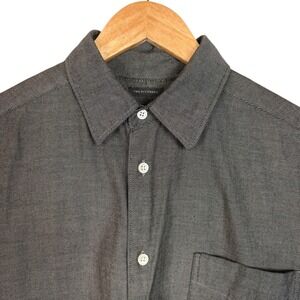 Banana Republic Men Long Sleeve Button Shirt M Charcoal Gray 100% Cotton Two Ply